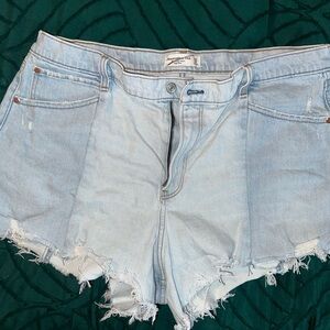 Abercrombie & Fitch Light Blue Distressed Denim Cutoff Shorts